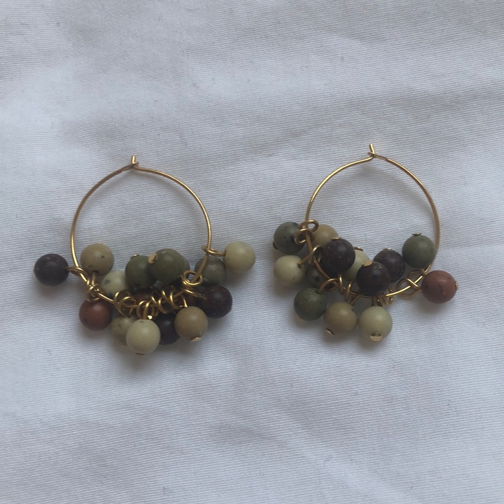 Beaded Gold-Tone Hoop Earrings